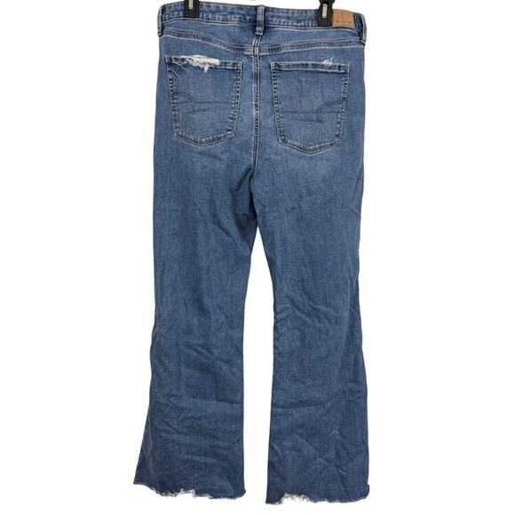 American Eagle Super High Rise Flare Medium Wash Next Level Stretch Jeans sz 14 - Picture 14 of 16